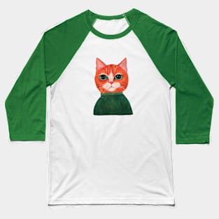 Funny Orange Cat Digital Artwork Baseball T-Shirt